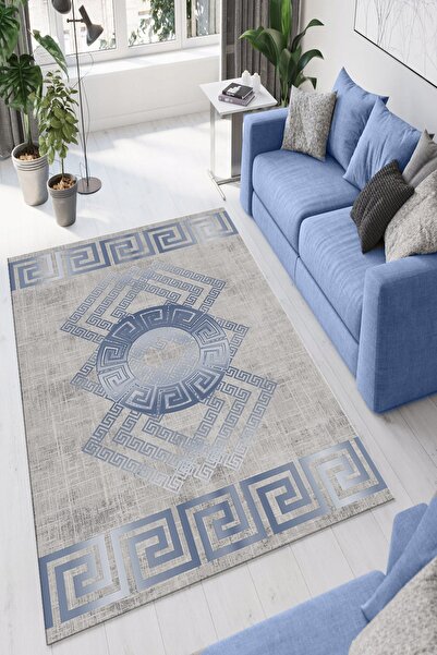 Qatalina Dijital Baskılı Modern Desenli Makinede Yıkanabilir Kaymaz Taban Halı