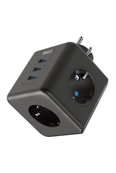 Buffer ® Isıya Dayanıklı Termal Akım Korumalı Ve Çocuk Korumalı 3 Priz Girişli 3 Usb Girişli Küp Priz