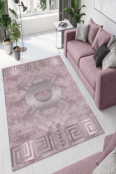 Qatalina Dijital Baskılı Modern Desenli Makinede Yıkanabilir Kaymaz Taban Halı