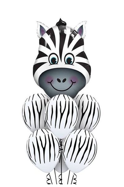 MERİ PARTİ Zebra Foil Balloon 5 Pieces Striped Zebra Patterned Balloon Set Cute Animal Foil Balloon