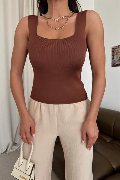 Jose Clothing Γυναικεία πλεκτή μπλούζα με τετράγωνο λαιμό χοντρό λουράκι