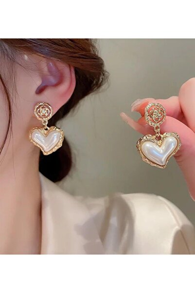 BAHELS Özel Seri Ithal Kalpli Inci Küpe