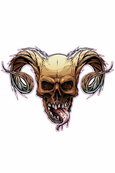 LİPYOS Şeytan Kuru Kafa Motorsiklet, Kask, Laptop Ve Araç Sticker 14,5 X 11 Cm