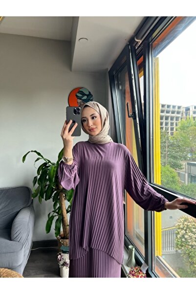 MODAMÜNASİP Υπέροχο Σετ Σάντι με δύο τεμάχια με πλισέ φούστα