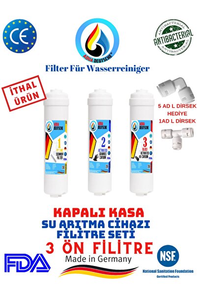 AQUA DEUTSCHE Kapalı Kasa Su Arıtma Cihazları Için 3 Ön Filitre Seti.ithal Ürün.