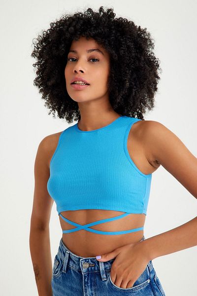 Top Step Corp crop detaliat pentru camisole cu nervuri