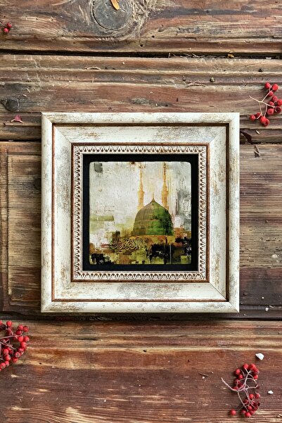 Oscar Stone Decor Çerçeveli Taş Duvar Dekoru Tablo 20x20cm Mescid-i Nebevî Me...
