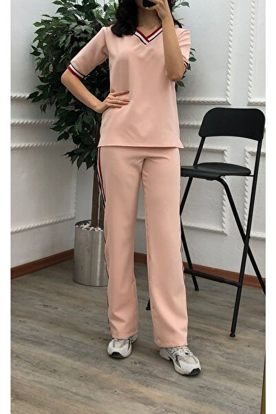 MitraMina Set de damă cu mâneci scurte cu detaliu din cauciuc colorat