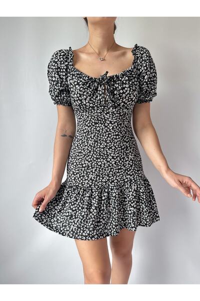 MY DEPO Γυναικείο Μίνι Φόρεμα με φλοράλ στάμπα μπροστά