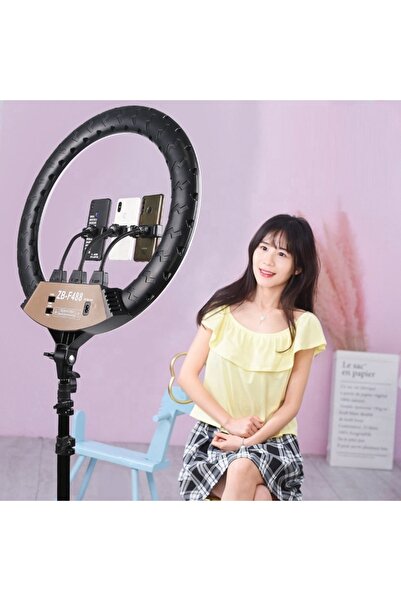 SMAYLİNG 22 Inç Ring Light Mega Boy Döküm Ayaklı Kuaför Makyaj Işığı Youtube Canlı Yayın Led Halka Lüx