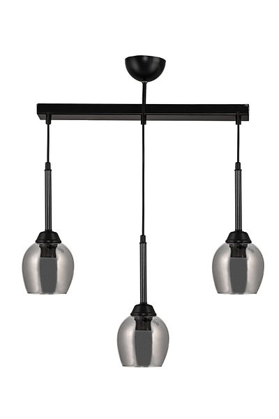DEDE Flare Triple Pendant Chandelier with Black Smoked Glass