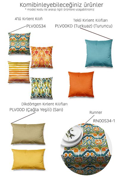 Pilloveland Husă de pernă din piele întoarsă din 4 piese, cu imprimeu dublu, cu model Ikat