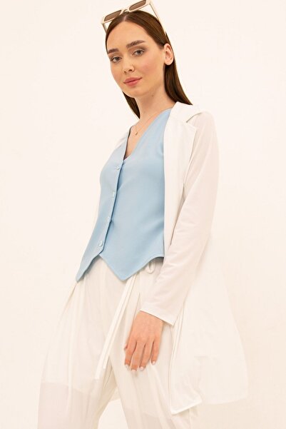 Laranor Ecru Jacket Collar Belted Cardigan