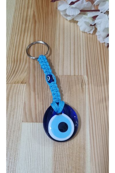 erdoğan hobi Knitted Keychain Charm Turquoise Knitted Ornament Car Ornament Bag Ornament Evil Eye Beaded Gift Keychain
