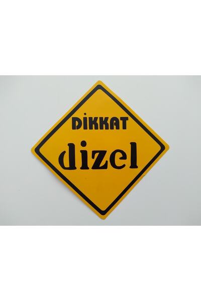 DNZSM Dikkat Dizel Sticker 9x9cm Sarı (2 Adet Fiyatı) Dizel Yazısı, Dizel Eti...