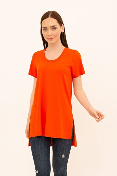 Laranor Μπλουζάκι Narçişi Viscose με σχισμή με στρογγυλή λαιμόκοψη