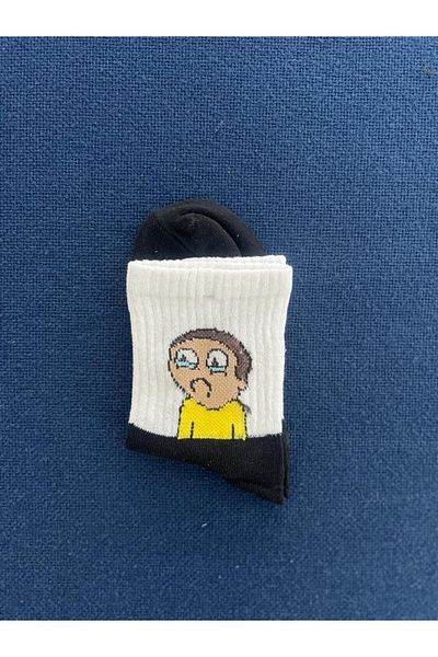 Touz White Morty Unisex College Socks