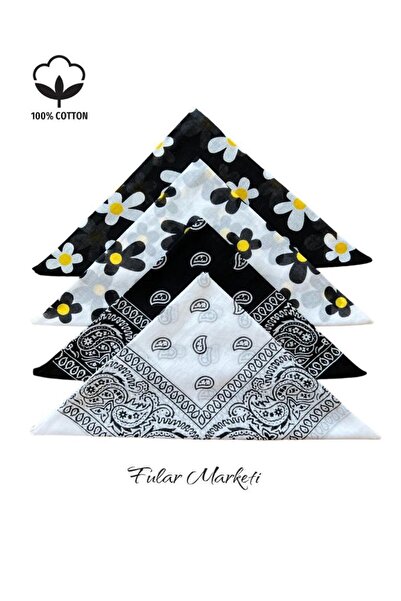 Fular Marketi 100% bumbac 4 bucăți modele combinate 2 daisy 2 serie etnică al...