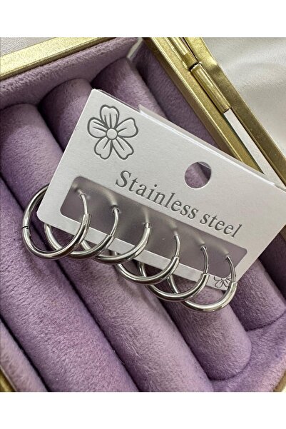 pinkshop accessories Stainless Stell Çelik Çoklu Halka Küpe