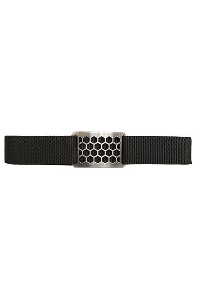 GoDeri 2023 New Season - Unisex Nickel Matte Honeycomb Πόρπη Μαύρη Ζώνη Στήλης 4 cm