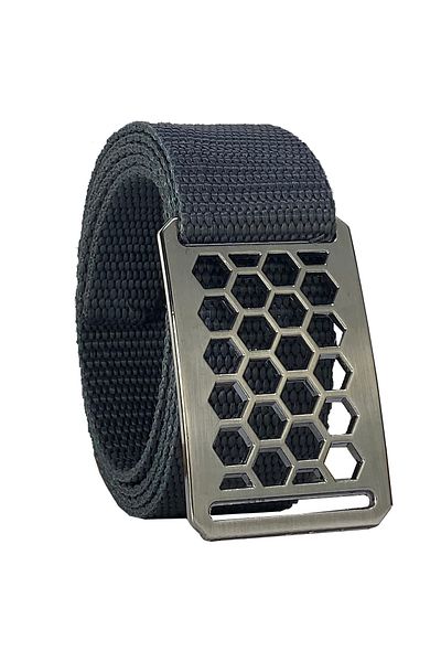 GoDeri 2023 New Season Unisex Nickel Matte Honeycomb Buckle Column Belt - Smoked, 4 Cm