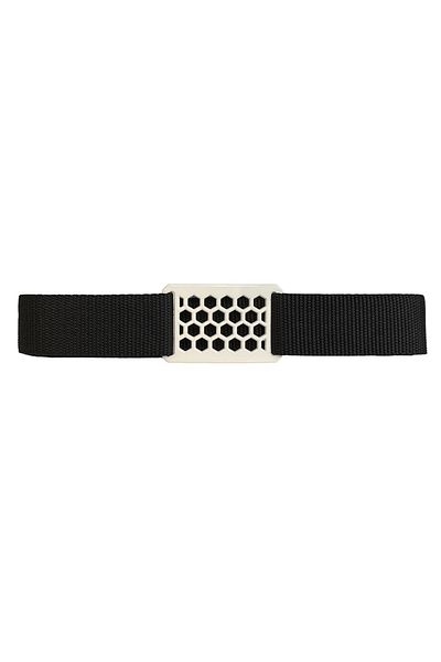 GoDeri Sezon 2023 Curea albă unisex neagră coloană cu cataramă tip fagure - 4 cm