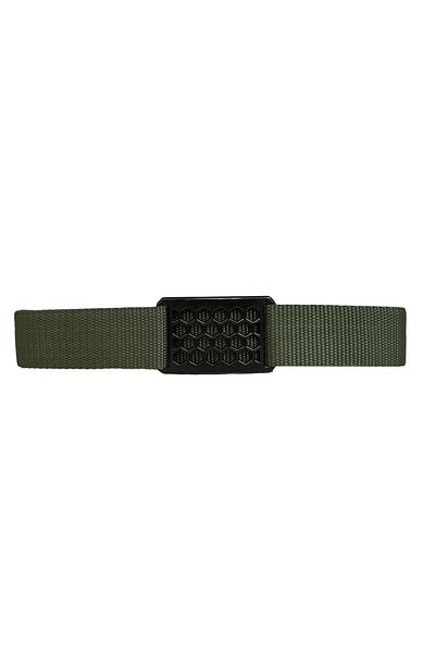 GoDeri Noul sezon 2023 - Curea unisex neagră cu cataramă tip fagure verde 4 cm