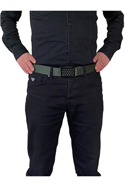 GoDeri 2023 Новий сезон - Унісекс Чорний ремінь з зеленою пряжкою 4 см