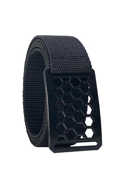 GoDeri Noul sezon 2023 - Centura unisex cu cataramă neagră în fagure 4 cm = negru.fagure