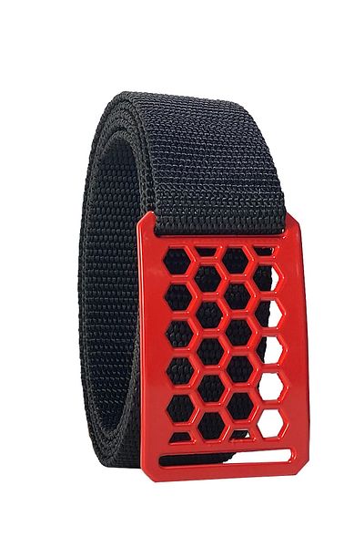 GoDeri 2023 Noul sezon unisex cu cataramă roșie tip fagure, centură neagră coloană 4 cm