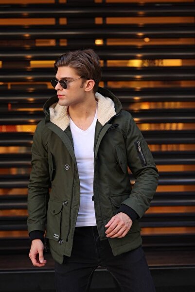 alaska the last frontier Alaska Slim Fit Water and Cold Resistant Hooded Short Parka Coat--khaki--