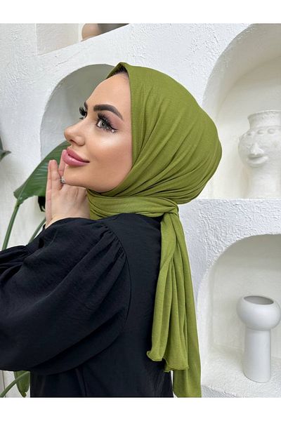useev Combed Cotton Shawl Oil Green 0001