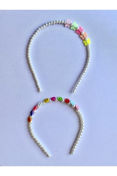 MAKSESUAR Γυναικεία κορώνα με πέρλες με λουλούδια και πεταλούδες, 2 τεμάχια