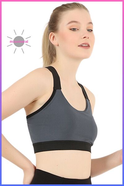 missmaral Women's Anthracite Sports Bra Bra Light Support Pad Cross Strap Detailed Lined Stretch Fabric 5011