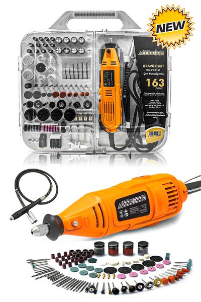 PROXTECH Pro 163 Parça Dramel 6 Devir Ayarlı Pvc Çantalı Hobi Gravür Seti Mini Taşlama Esnek Şaft Hediye