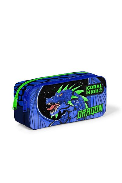 Coral High Παιδική τσάντα στυλό δύο τμημάτων Black Saks Dragon 12057