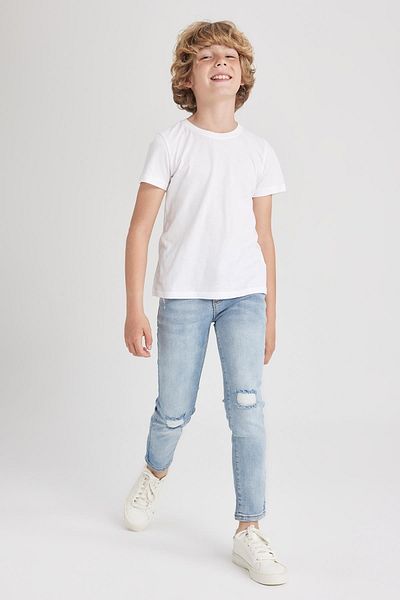 DeFacto Boy's Slim Fit Ripped Detailed Straight Leg Jeans Trousers Z1599a623sm