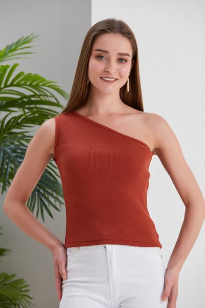 CATSPY Bluză Camolă detaliată cu un umăr, decupată din gresie