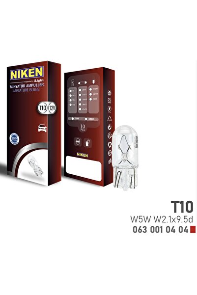 Niken T10 Plaka Park Tavan Ampülü ( -10 Adet-) W5w W2.1x9.5d (12v)