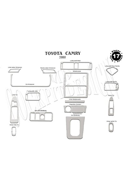 meriç cockpit design ميريتش ®   تويوتا كامري توريدات أمامية ألمنيوم 17 قطعة 2...