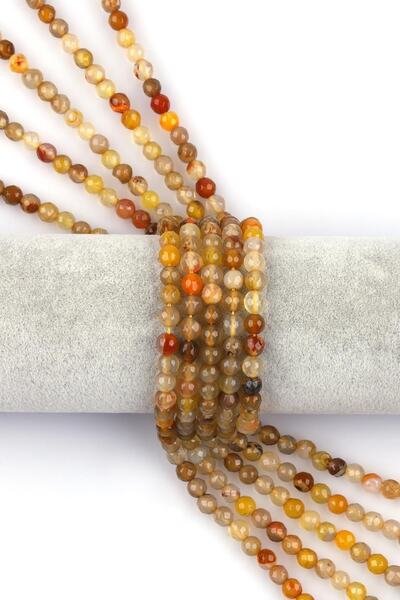 Alibaba Doğaltaş سلسلة من الحجر الطبيعي العقيق الأصفر 6 مم قطع الكرة الأرضية