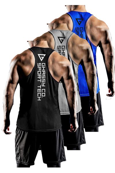 GHASSY CO. Pack of 3 Men's Dry Fit Y-back Gym Fitness Athlete Gym-101