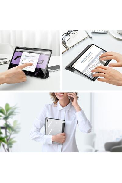 Duxweel Galaxy Tab S7 Fe 12.4" Inch T730 T733 T735 T737 Uyumlu Standlı Mıknatıslı Deri Kılıf