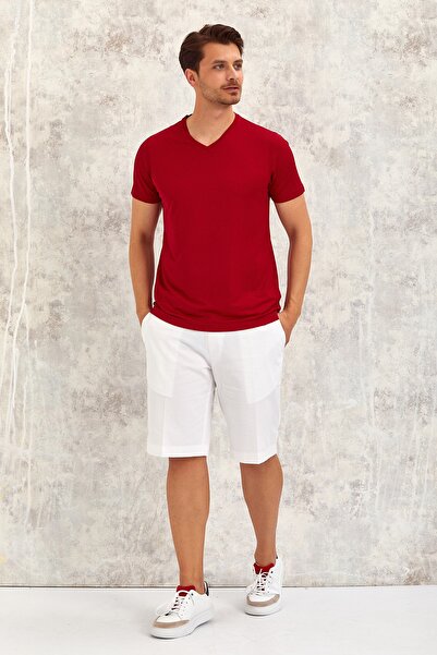 SMILE Gimaldo V-Neck T-shirt - Claret Red