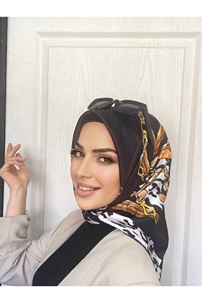 Nilbutik Eșarfă Twill Trend de culoare solidă neagră pentru femei Rosh