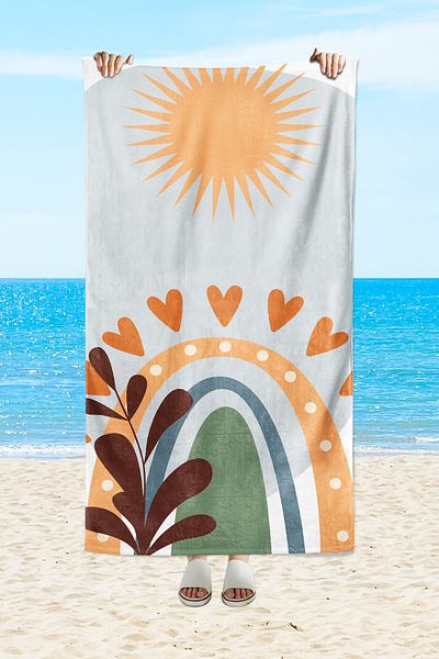 milroma Blue Mi̇lroma Rainbow Patterned Sea and Beach Towel