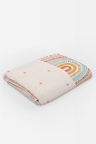 milroma Ethnic Rainbow Patterned White Sea and Beach Towel - Milroma