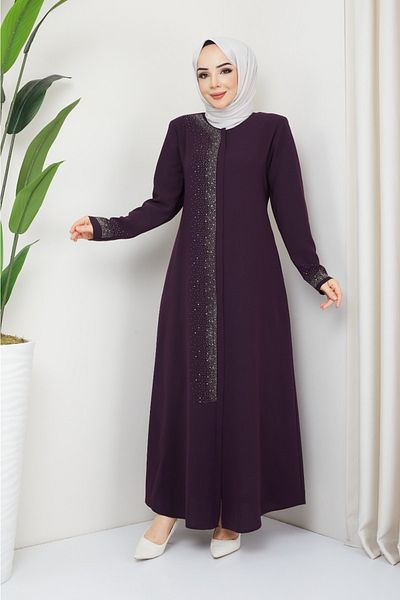 KMKkombin Women's Summer Zippered Stone Detailed Long Top Coat 932