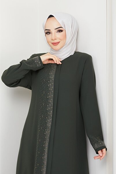 KMKkombin Women's Summer Zippered Stone Detailed Long Top Coat 932