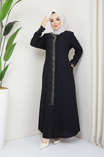 KMKkombin Women's Summer Zippered Stone Detailed Long Top Coat 932